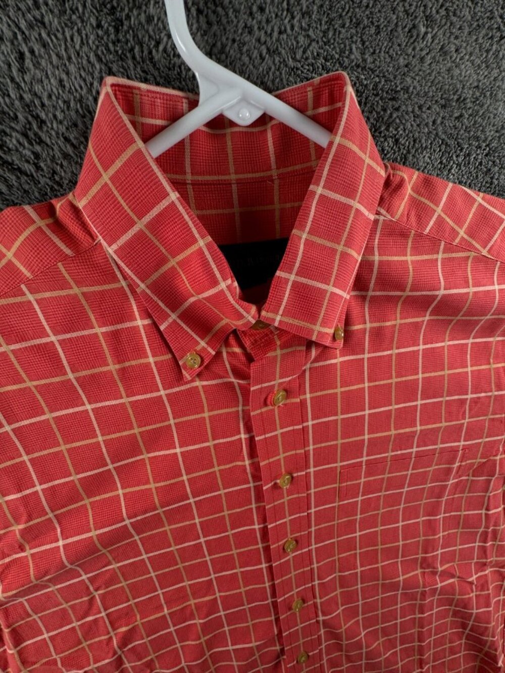 Scott Barber Medium Cotton Long Sleeve Button Up Shirt Red Check Adult Casual - Picture 7 of 14